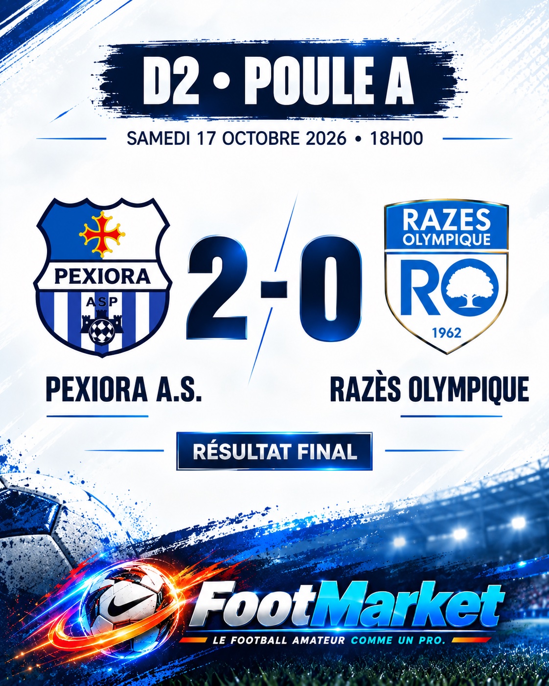D2 – Poule A : Pexiora enchaîne et prend les commandes du championnat