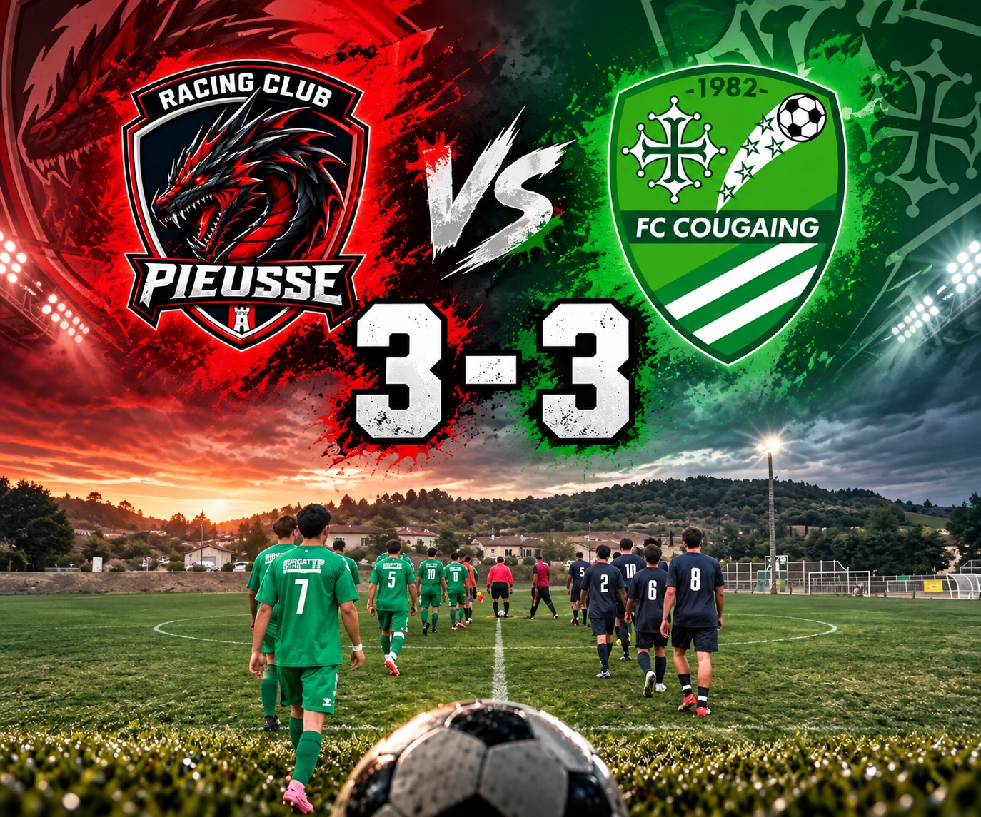 RC Pieusse et FC Cougaing se partagent les mi-temps et les points