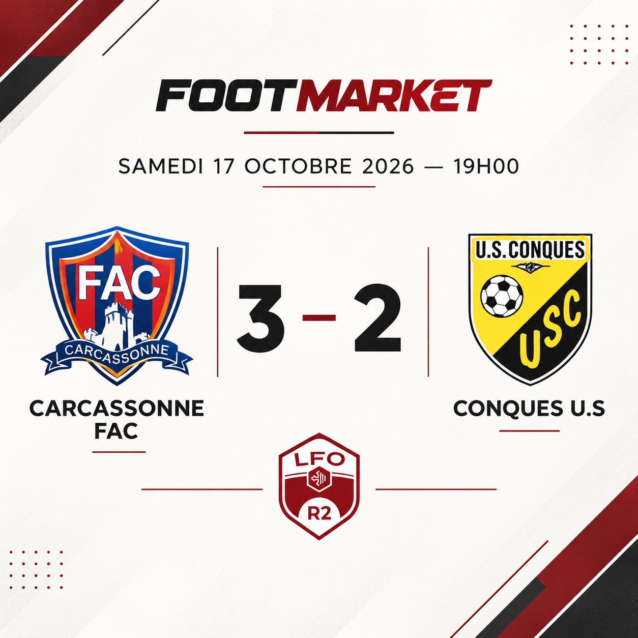 R2 : le FA Carcassonne s’impose face à l’US Conques au terme d’un derby disputé (3-2)