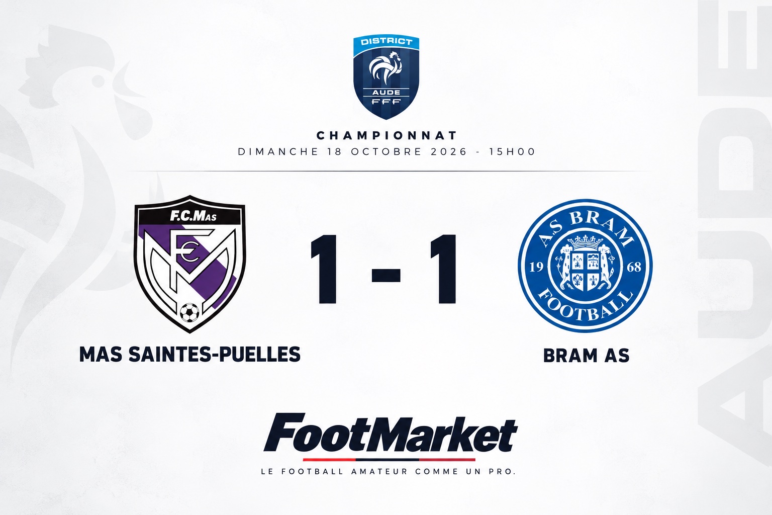D2| MAS Saintes-Puelles et l’AS Bram se neutralisent